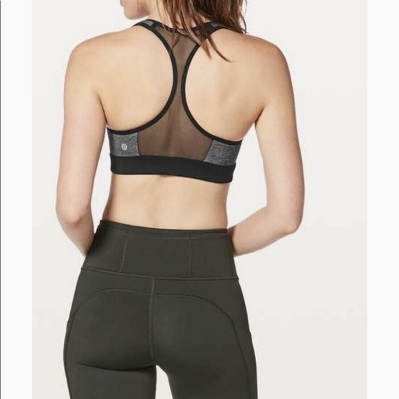 Lululemon Speed Up Bra *High Support C/D Cup Heather Grey and Black Mesh | Sz 6 - Picture 2 of 6